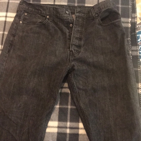mens black button fly jeans